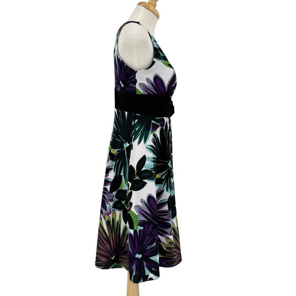 Jessica Floral Print Empire Waist Bow Accent Sleeveless Midi Dress, 6 Petite - Picture 9 of 16